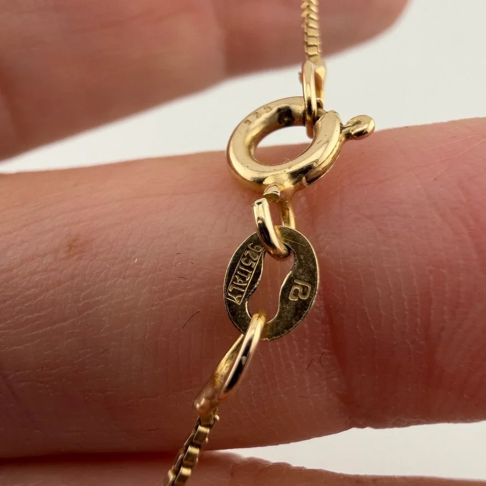 Vintage Open Heart Pendant Necklace Gold Tone Marked 925 Sterling Silver